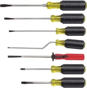 Klein Tools 85077 Screwdriver Set, Made in USA, Multi-Application Screwdriver Kit with Cushion-Grip Handles and Tip-Ident, 7-Piece
