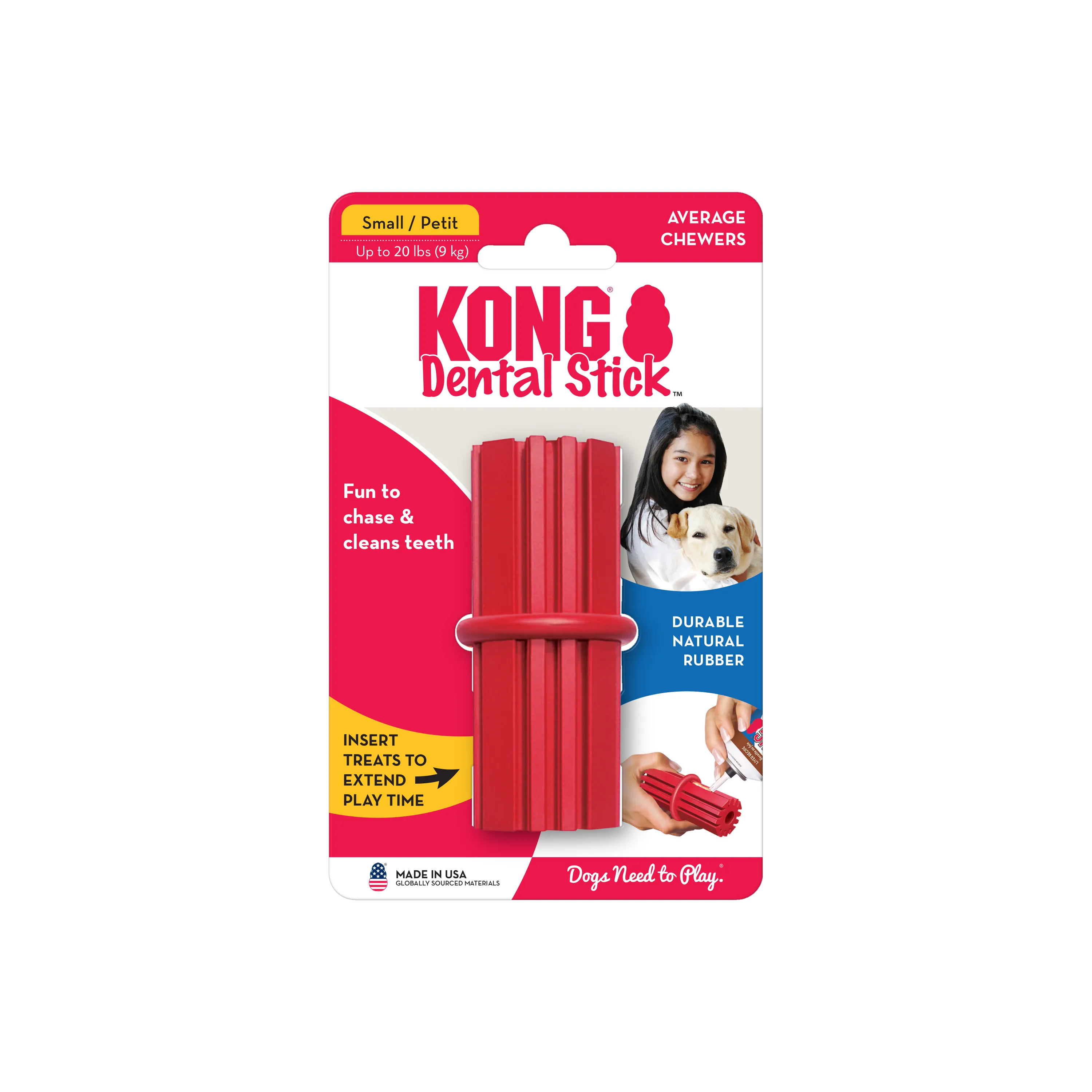 KONG | Classic Red Rubber Dog Chew Toy | Dental Stick