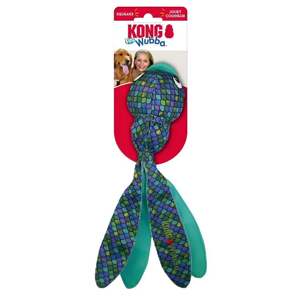 KONG Wubba Finz Dog Toy – Durable & Fun Interactive Play - Blue