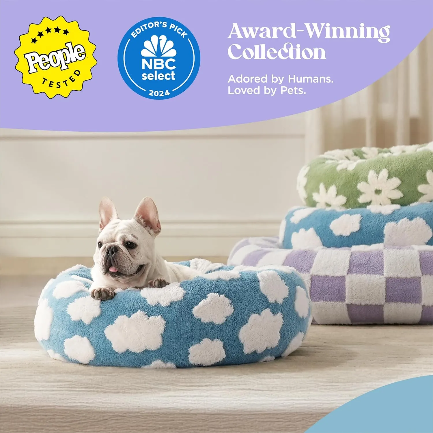 LE SURE Donut Small Dog Bed - Round Cat Beds for Indoor Cats Calming Pet Beds, Cute Modern Beds with Jacquard Shaggy Plush & Anti Slip Bottom, 20 Inch, Green,XS (20x20x6)
