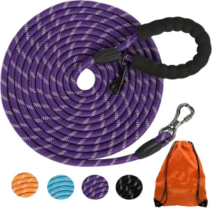 Long Dog Leash for Dog Training 16FT/30FT/50FT/100FT, Reflective Dog Leash with Lockable Hook, Heavy Duty Dog Lead Tie Out Rope for Large Medium Small Dogs Outside Walking, Playing, Camping, or Yard