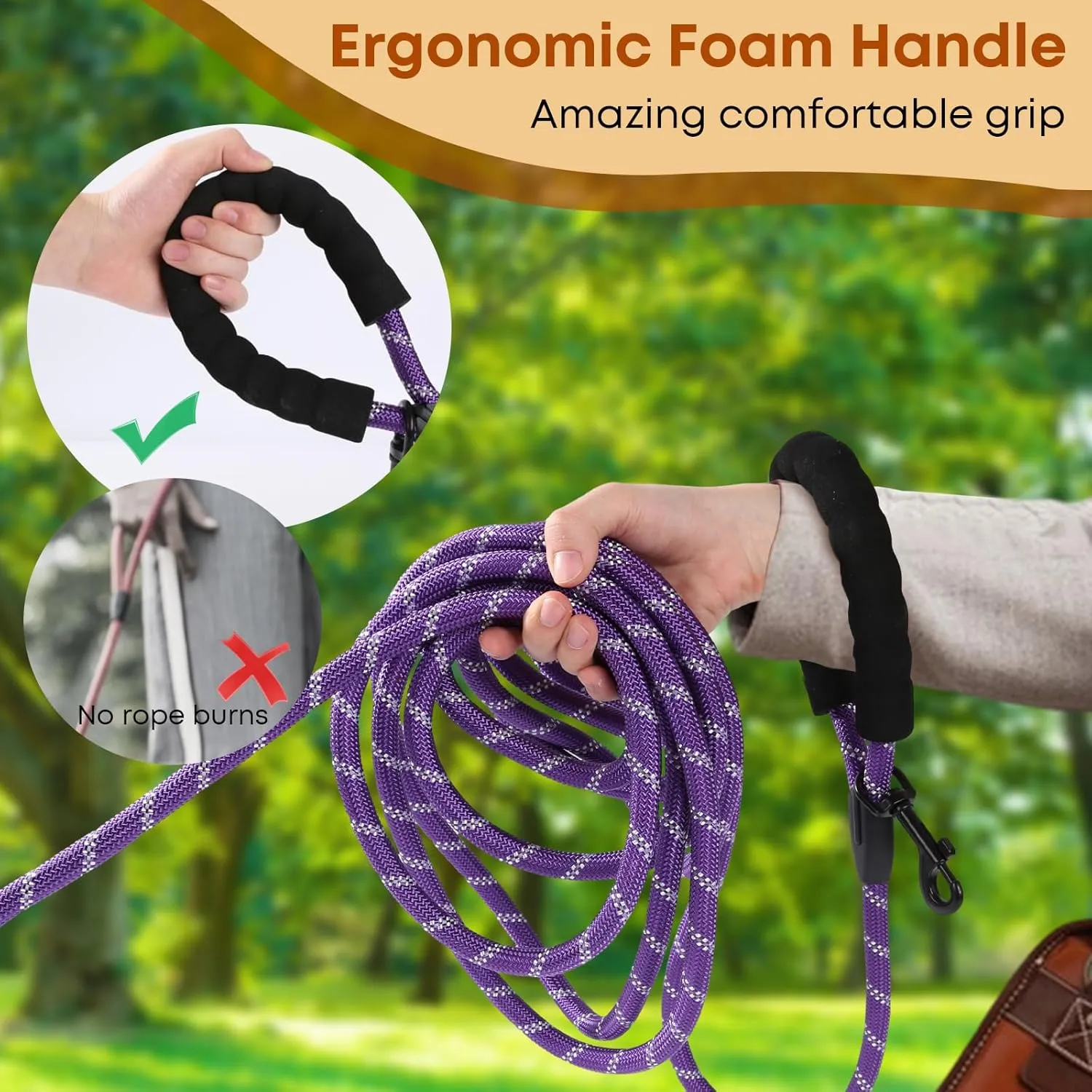 Long Dog Leash for Dog Training 16FT/30FT/50FT/100FT, Reflective Dog Leash with Lockable Hook, Heavy Duty Dog Lead Tie Out Rope for Large Medium Small Dogs Outside Walking, Playing, Camping, or Yard