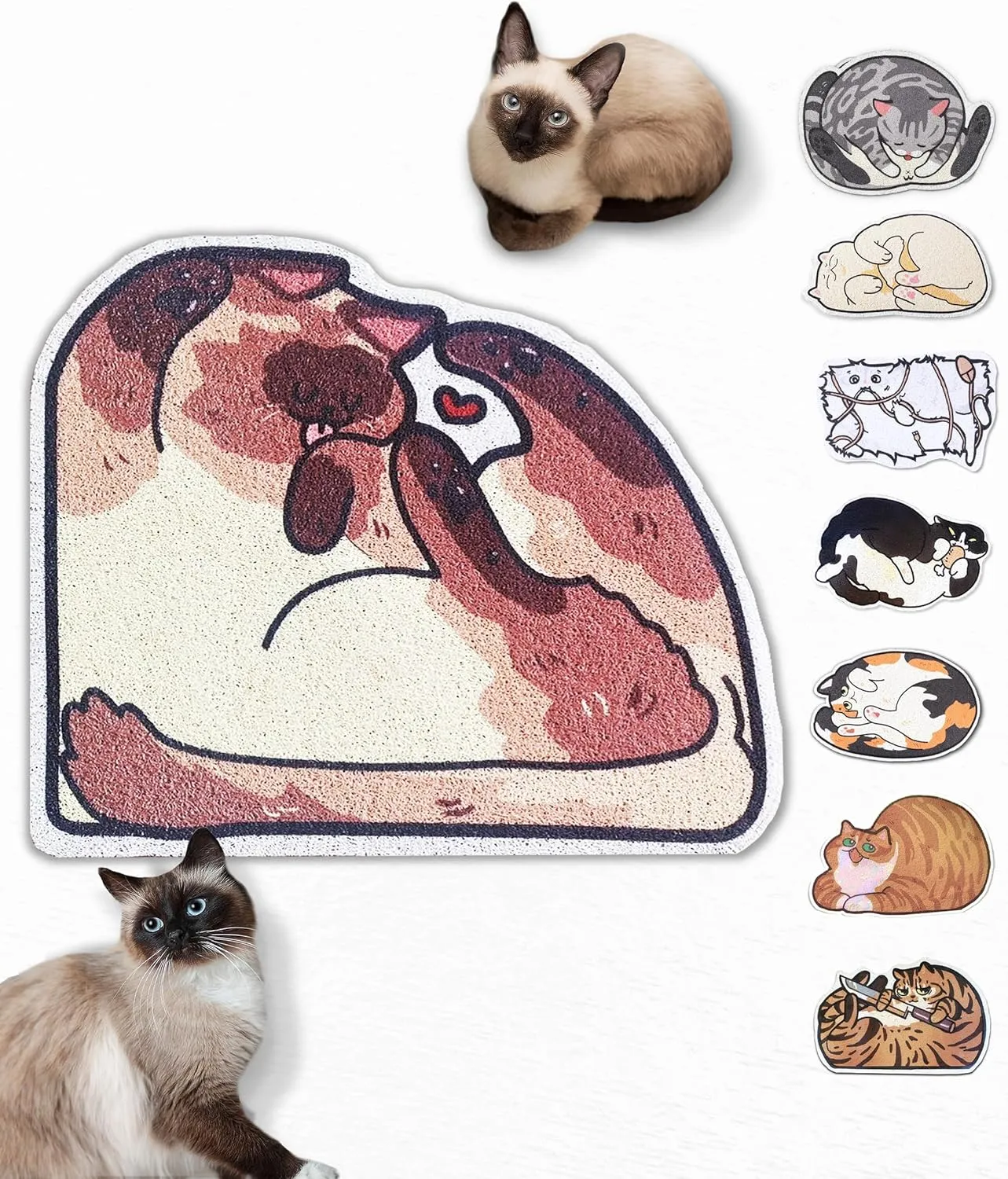 Lukamoo Cute Cat Litter Mat (30x20), Large/L, for Kitty Litter & Cute Cat Litter Box, Litter Trapping Mat (Pointed, Cornered)