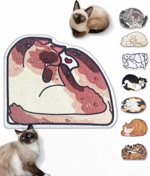 Lukamoo Cute Cat Litter Mat (30x20), Large/L, for Kitty Litter & Cute Cat Litter Box, Litter Trapping Mat (Pointed, Cornered)