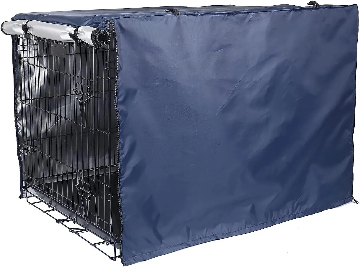 Medibot Dog Crate Cover 42 inch - Double Door, Dog Kennel Indoor, Waterproof Dog Kennel Cover with Air Vent Window, for Indoor/Outdoor Most Wire Dog Crate(Navy Blue)