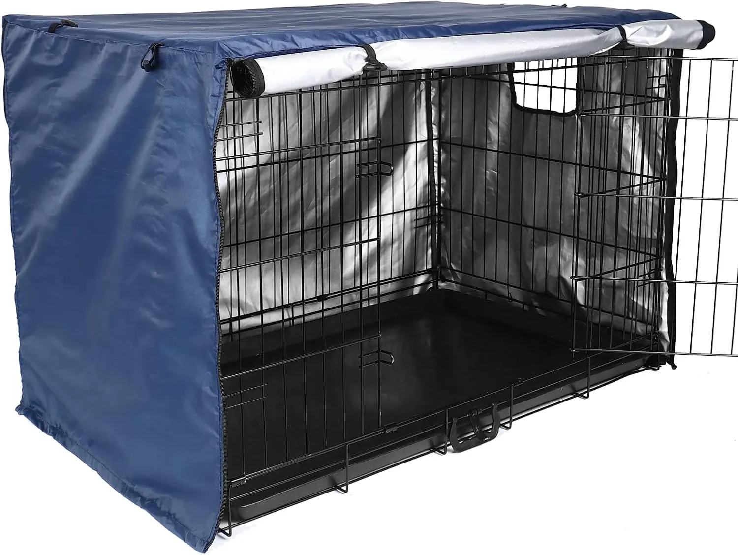 Medibot Dog Crate Cover 42 inch - Double Door, Dog Kennel Indoor, Waterproof Dog Kennel Cover with Air Vent Window, for Indoor/Outdoor Most Wire Dog Crate(Navy Blue)