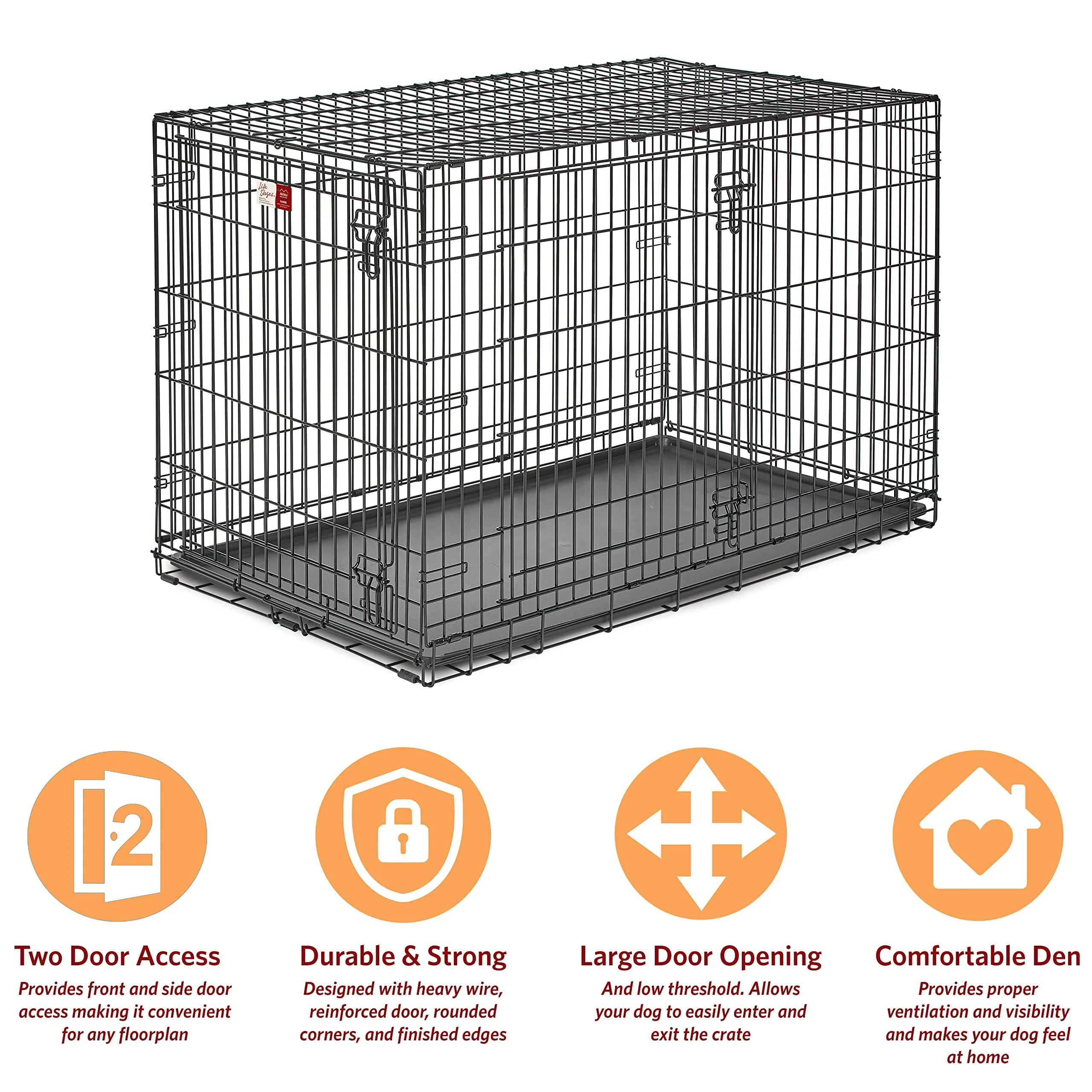 Midwest Contour Metal Folding Single Door Dog Crate - 48" X 30" X 33" Inches