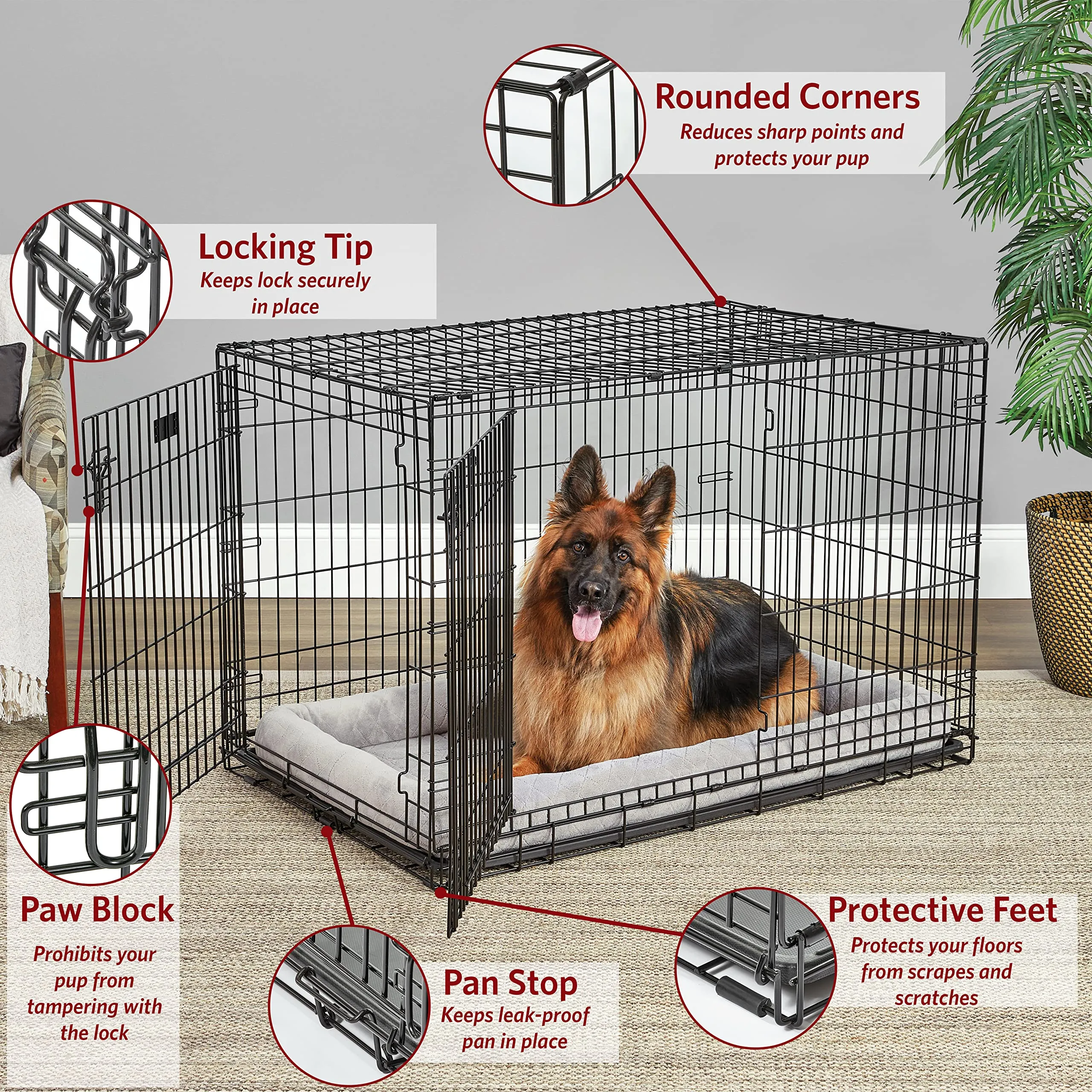 Midwest Contour Metal Folding Single Door Dog Crate - 48" X 30" X 33" Inches