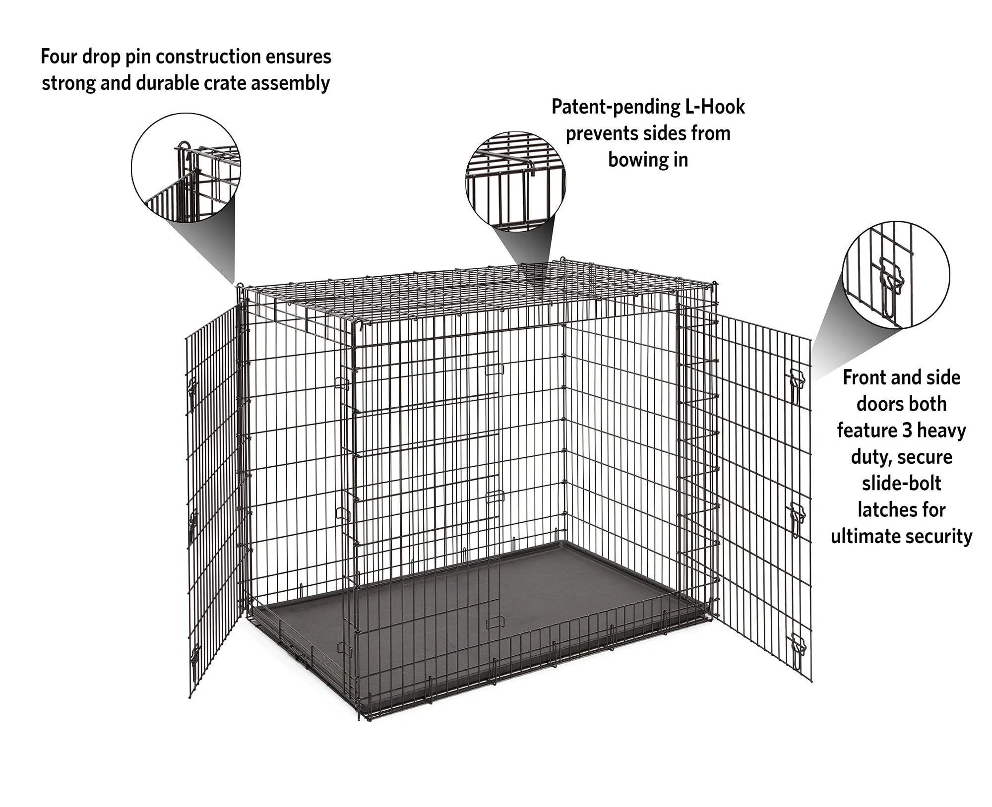 Midwest Ginormous Metal Folding Double Door Dog Crate - 54" X 37" X 45" Inches