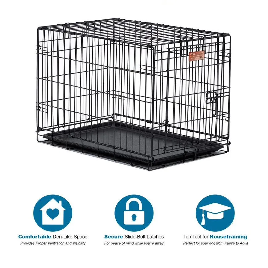 Midwest I-Crate Single Door Metal Folding Dog Crate with Divider Panel - 30" X 19" X 21" Inches