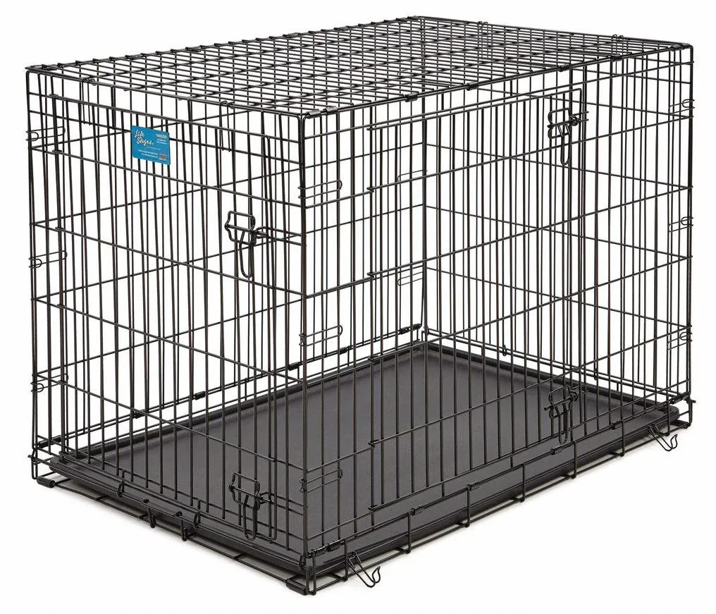 Midwest Lifestages Metal Folding Double Door Dog Crate with Divider - 42" X 28" X 31" Inches