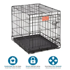 Midwest Lifestages Metal Folding Single Door Dog Crate with Divider - 24" X 18" X 21" Inches