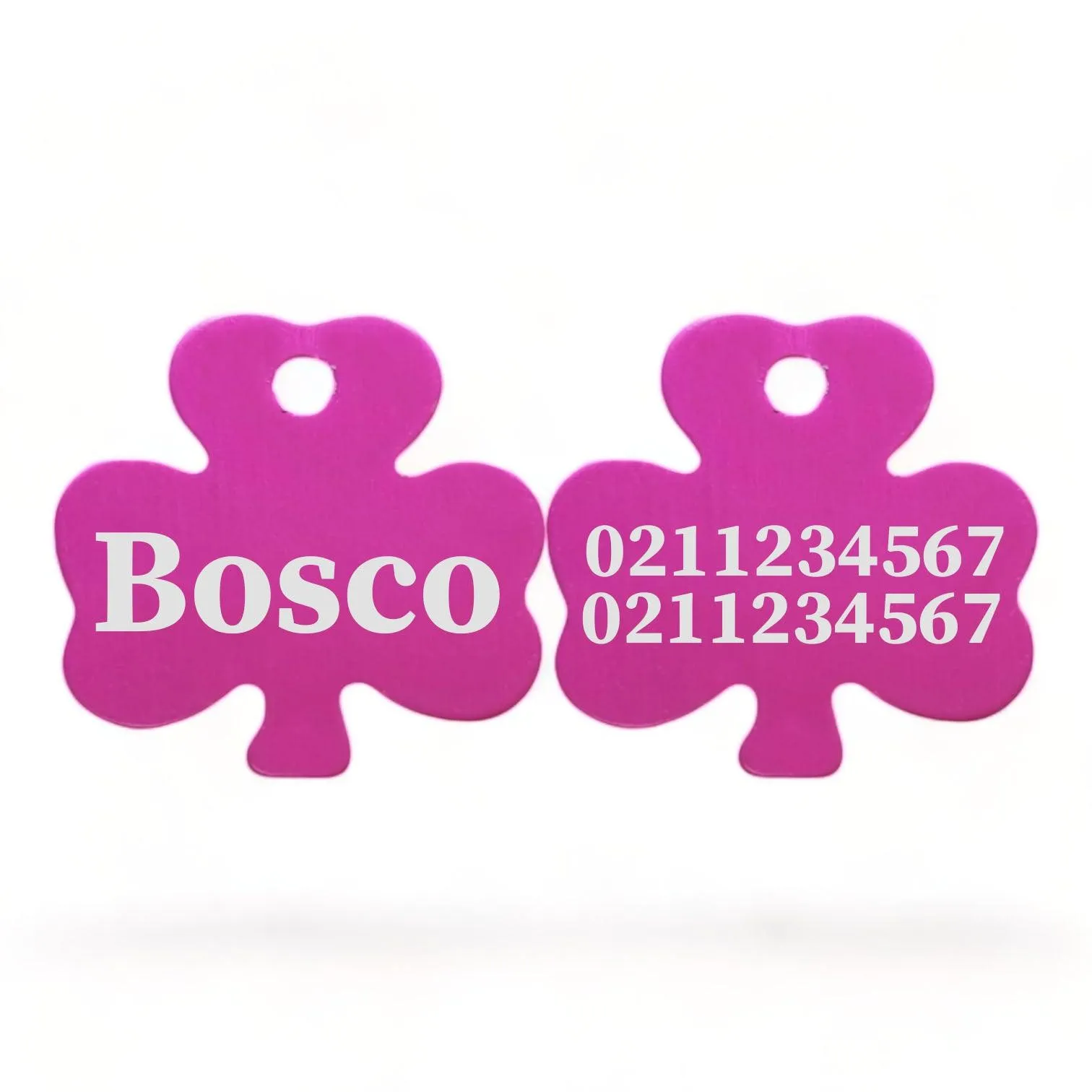 Name Front & 2 Numbers Back | Shamrock Aluminum | Cat, Kitten & Dog ID Pet Tag