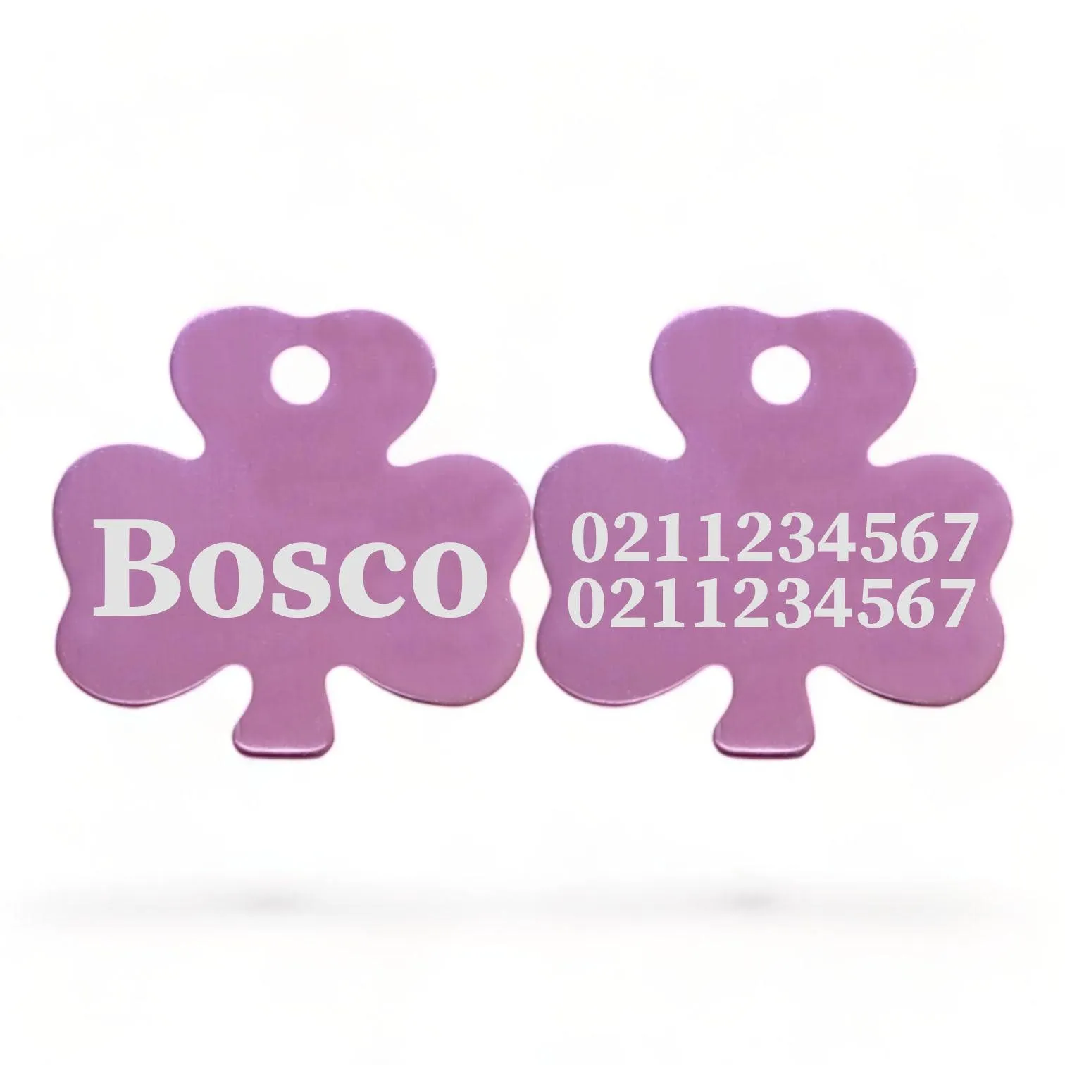 Name Front & 2 Numbers Back | Shamrock Aluminum | Cat, Kitten & Dog ID Pet Tag