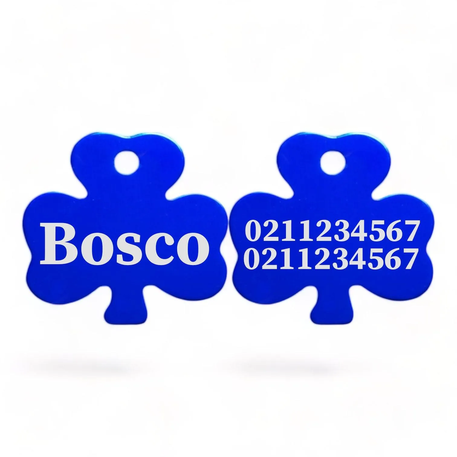 Name Front & 2 Numbers Back | Shamrock Aluminum | Cat, Kitten & Dog ID Pet Tag