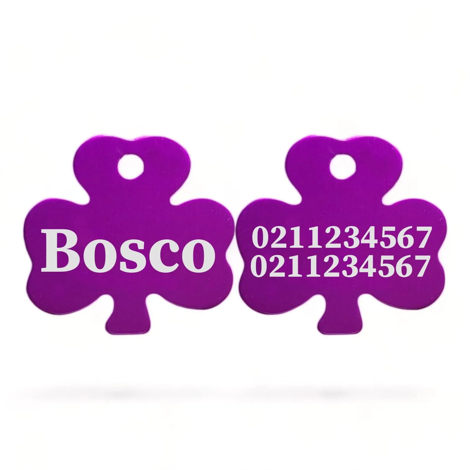 Name Front & 2 Numbers Back | Shamrock Aluminum | Cat, Kitten & Dog ID Pet Tag