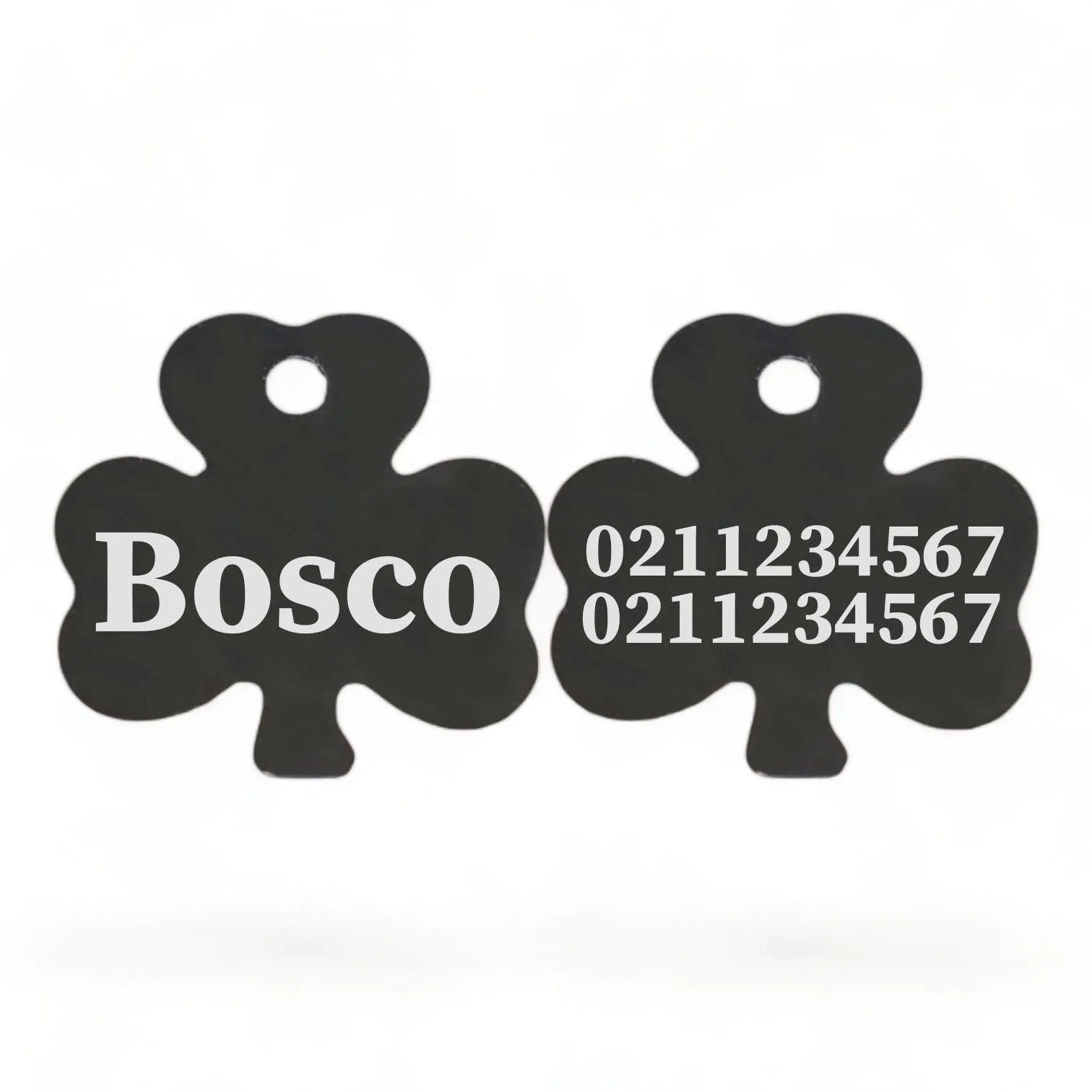 Name Front & 2 Numbers Back | Shamrock Aluminum | Cat, Kitten & Dog ID Pet Tag
