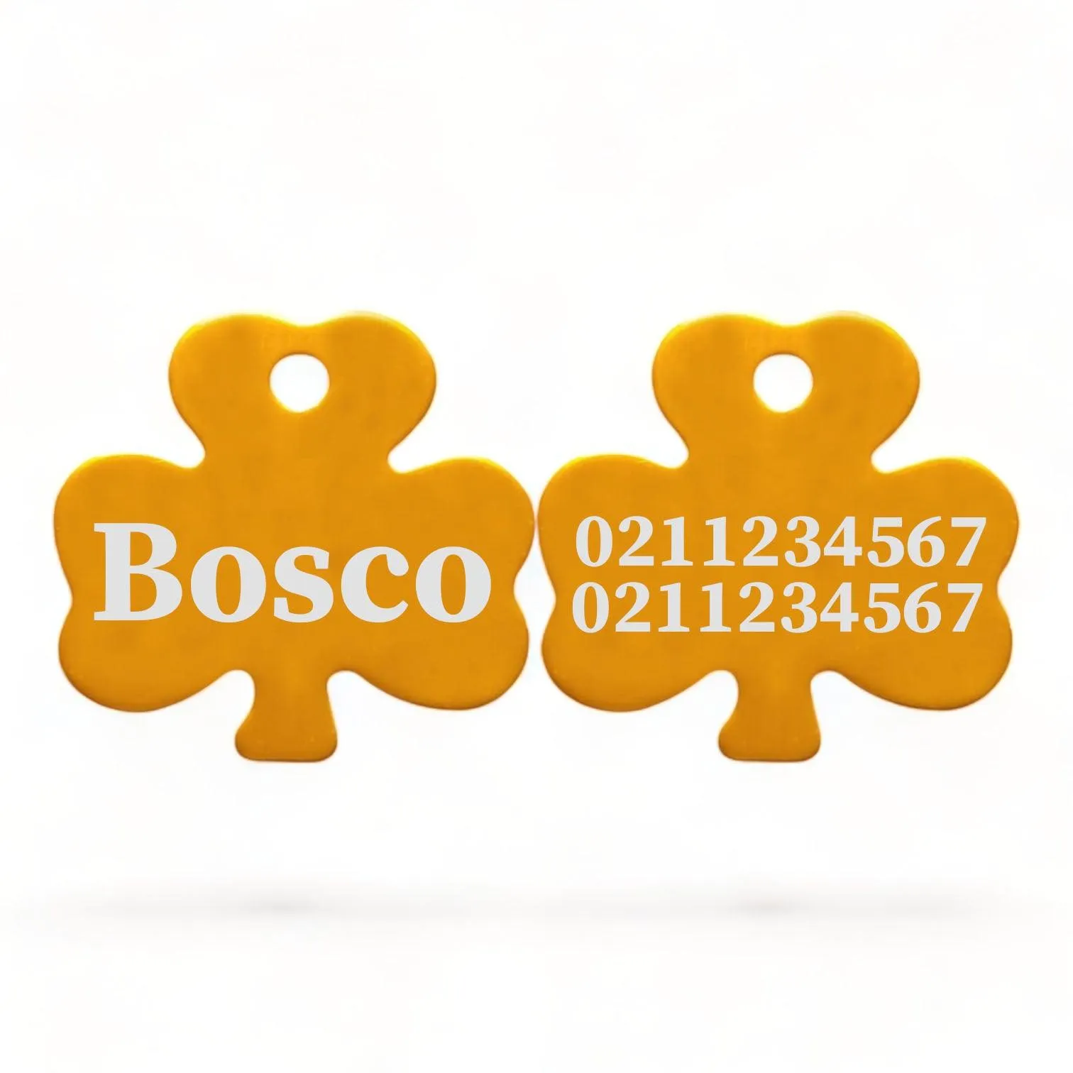Name Front & 2 Numbers Back | Shamrock Aluminum | Cat, Kitten & Dog ID Pet Tag
