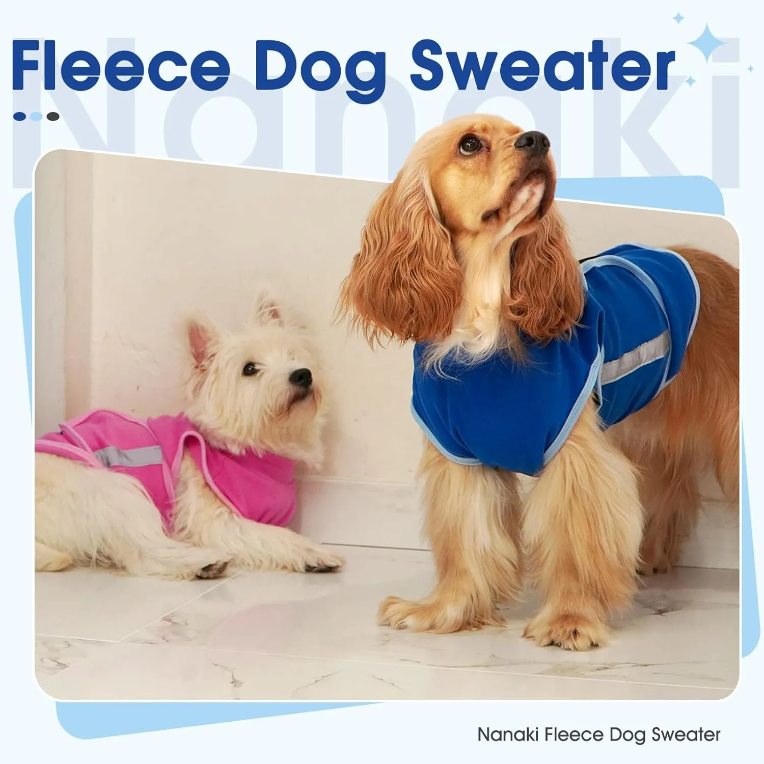 Nanaki Fleece Vest Cold Winter Sweatshirt, Soft Sweater Jacket, Adjustable Pullover, Warm Clothes, Fall Plush Coat for Dogs and Puppies