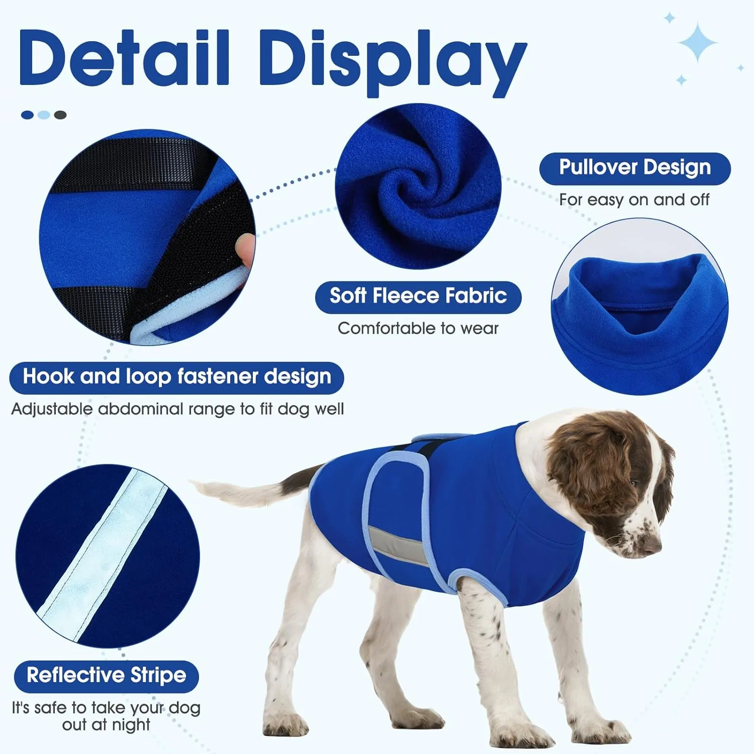 Nanaki Fleece Vest Cold Winter Sweatshirt, Soft Sweater Jacket, Adjustable Pullover, Warm Clothes, Fall Plush Coat for Dogs and Puppies