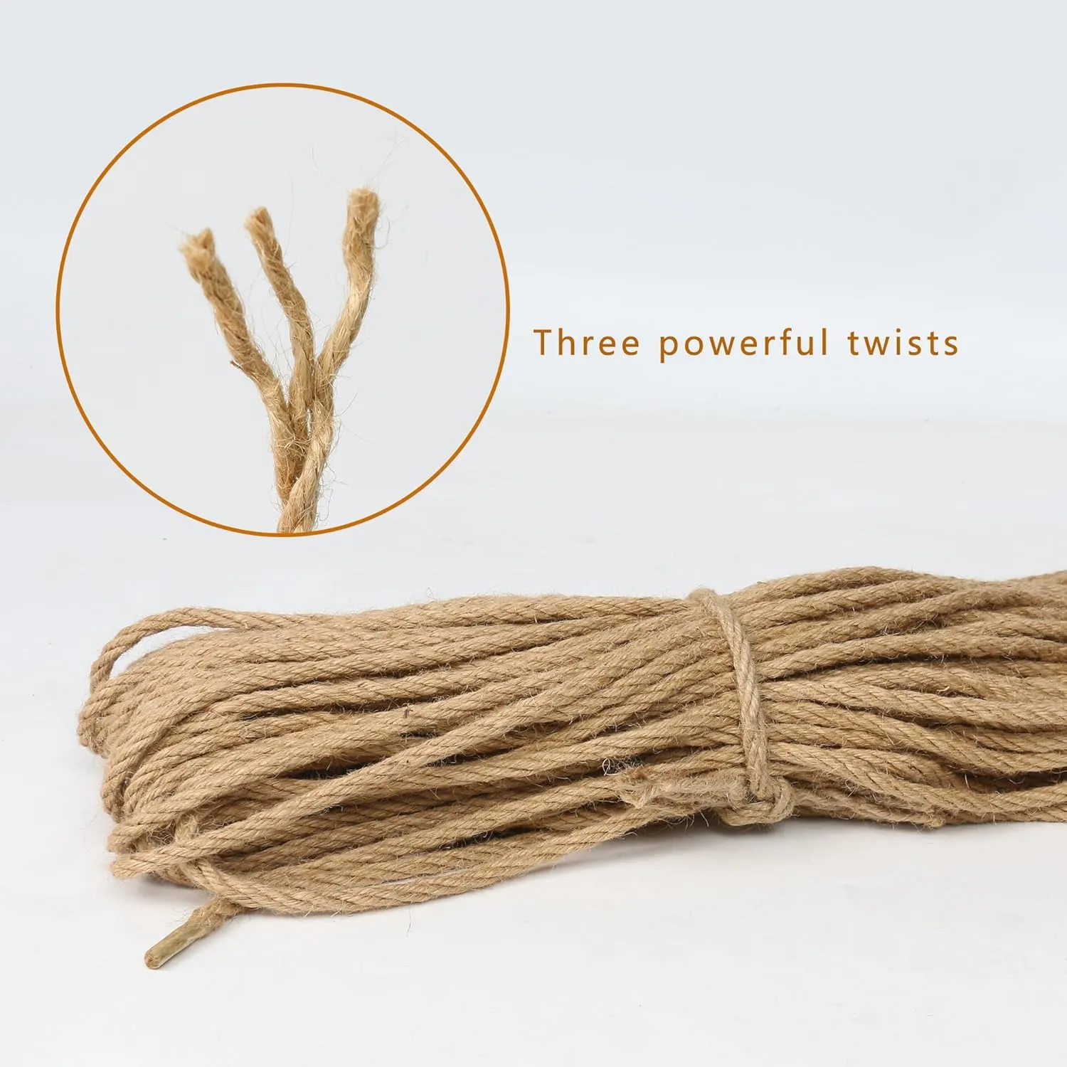 Natural Jute Rope for Crafting, Cat Scratching, and Camping 8mm & 12mm Diameters Eco-Friendly and Durable DIY Manual (8mm/330 Feet)
