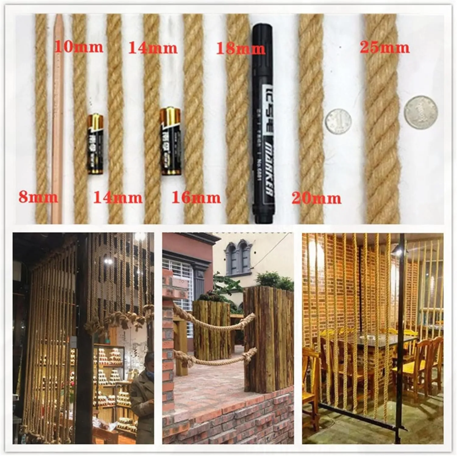 Natural Jute Rope for Crafting, Cat Scratching, and Camping 8mm & 12mm Diameters Eco-Friendly and Durable DIY Manual (8mm/330 Feet)