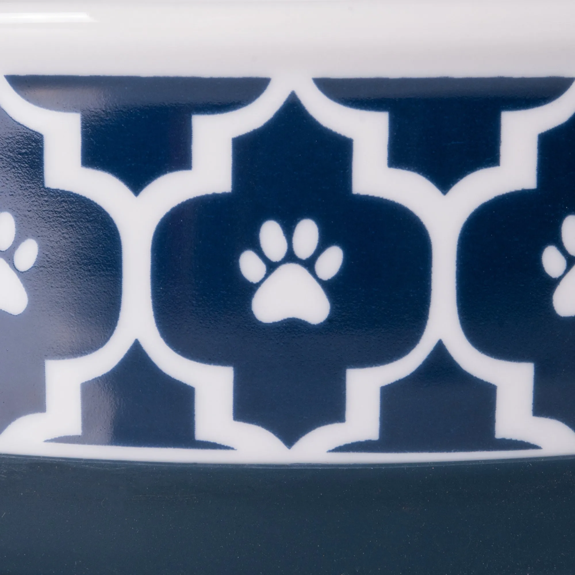 Nautical Blue Lattice Paw Print Single Pet Bowl, Medium, 1.5 C. Capacity