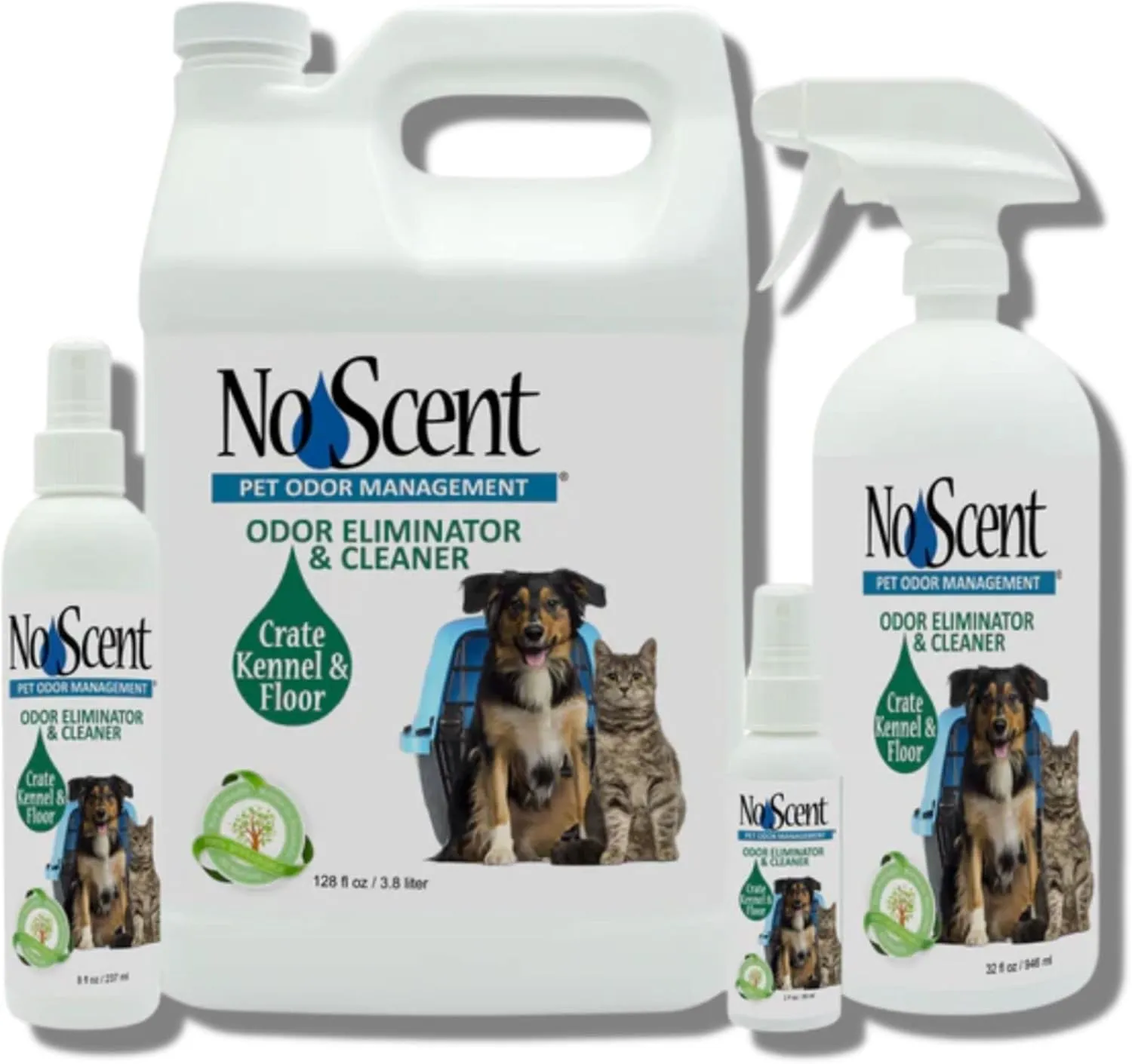 No Scent Crate Kennel & Floor Probiotic Cleaner Spray for Dog Cat Pet Odor Stains (8 Fl Oz / 237 mL)