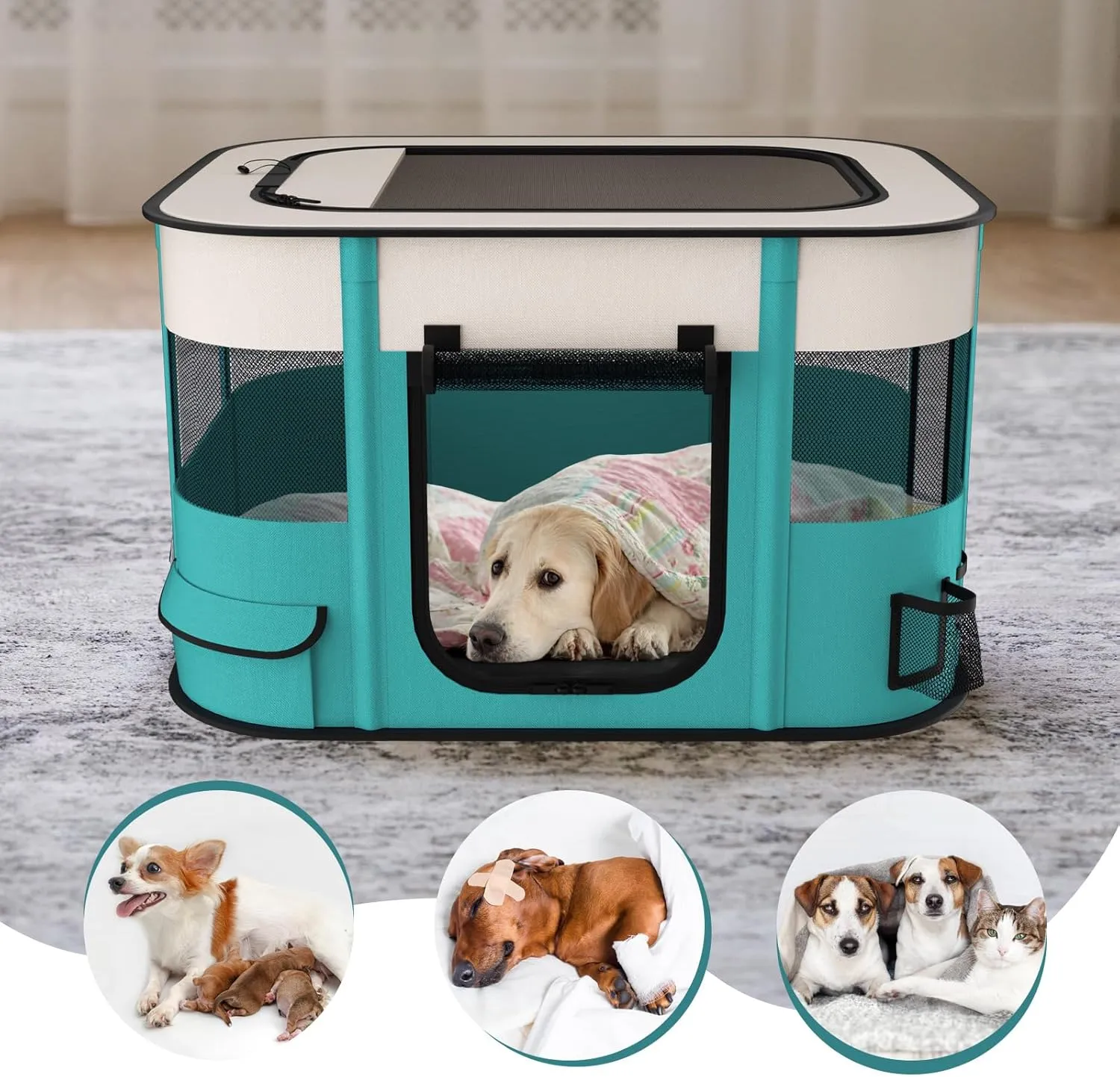 NOCOEX Foldable Playpen for Dogs & Cats, Portable Dog Crates Pet Kennel Tent Fence, Puppy playpen Indoor, Outdoor Travel Use Camping with Carrying Case for Small Medium Dogs,Cats,Animals,Rabbits