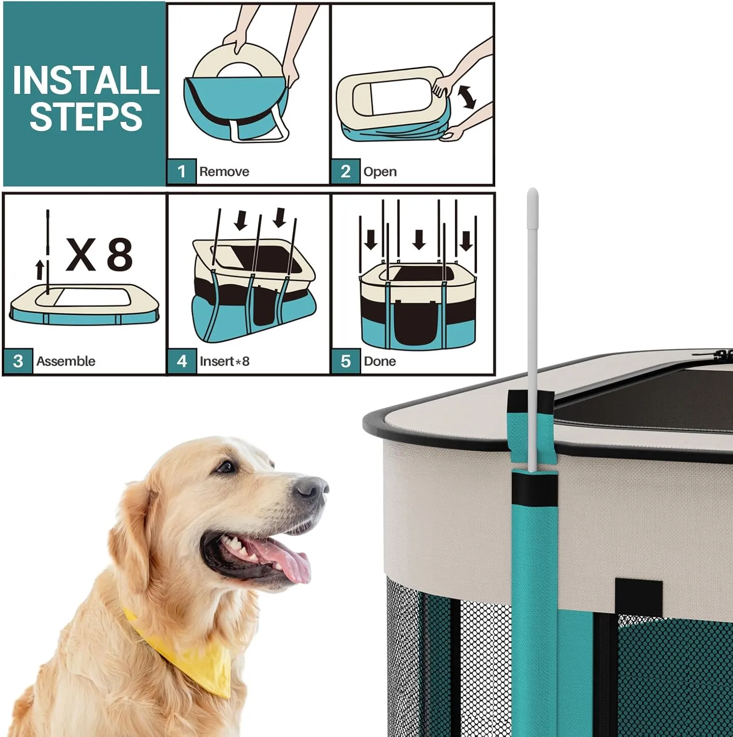NOCOEX Foldable Playpen for Dogs & Cats, Portable Dog Crates Pet Kennel Tent Fence, Puppy playpen Indoor, Outdoor Travel Use Camping with Carrying Case for Small Medium Dogs,Cats,Animals,Rabbits