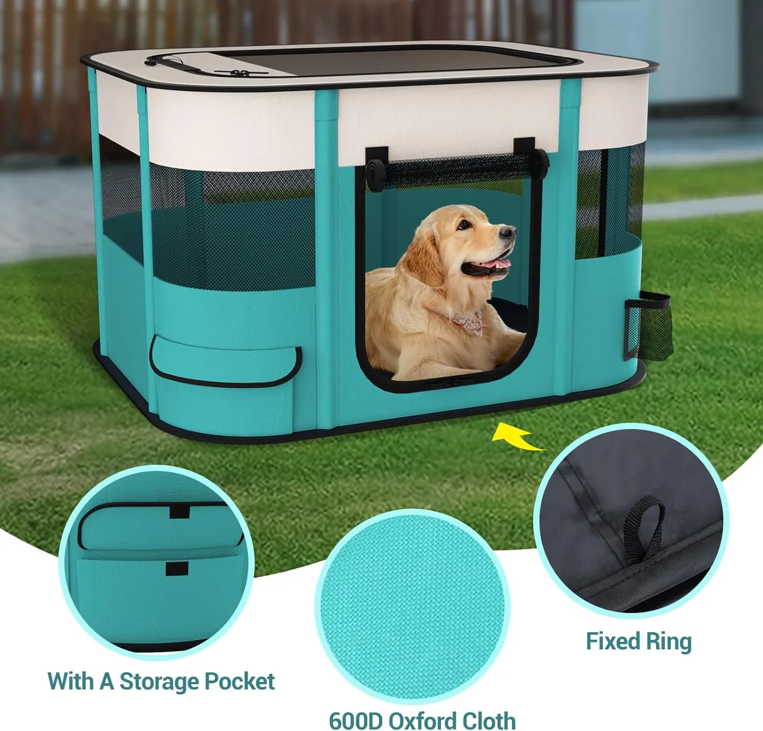 NOCOEX Foldable Playpen for Dogs & Cats, Portable Dog Crates Pet Kennel Tent Fence, Puppy playpen Indoor, Outdoor Travel Use Camping with Carrying Case for Small Medium Dogs,Cats,Animals,Rabbits