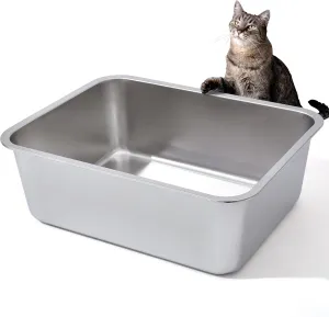 Nyutu Stainless Steel Litter Box, High Sided Large Metal Cat Litter Boxes Easy Clean, Non Stick and No Smell, Suitable for Adult Cats/Kitty/American/British Shorthair/Sphynx1
