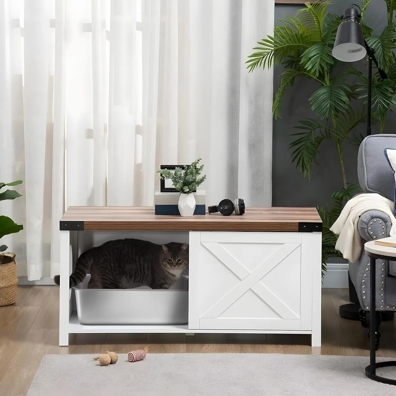 Nyutu Stainless Steel Litter Box, High Sided Large Metal Cat Litter Boxes Easy Clean, Non Stick and No Smell, Suitable for Adult Cats/Kitty/American/British Shorthair/Sphynx1