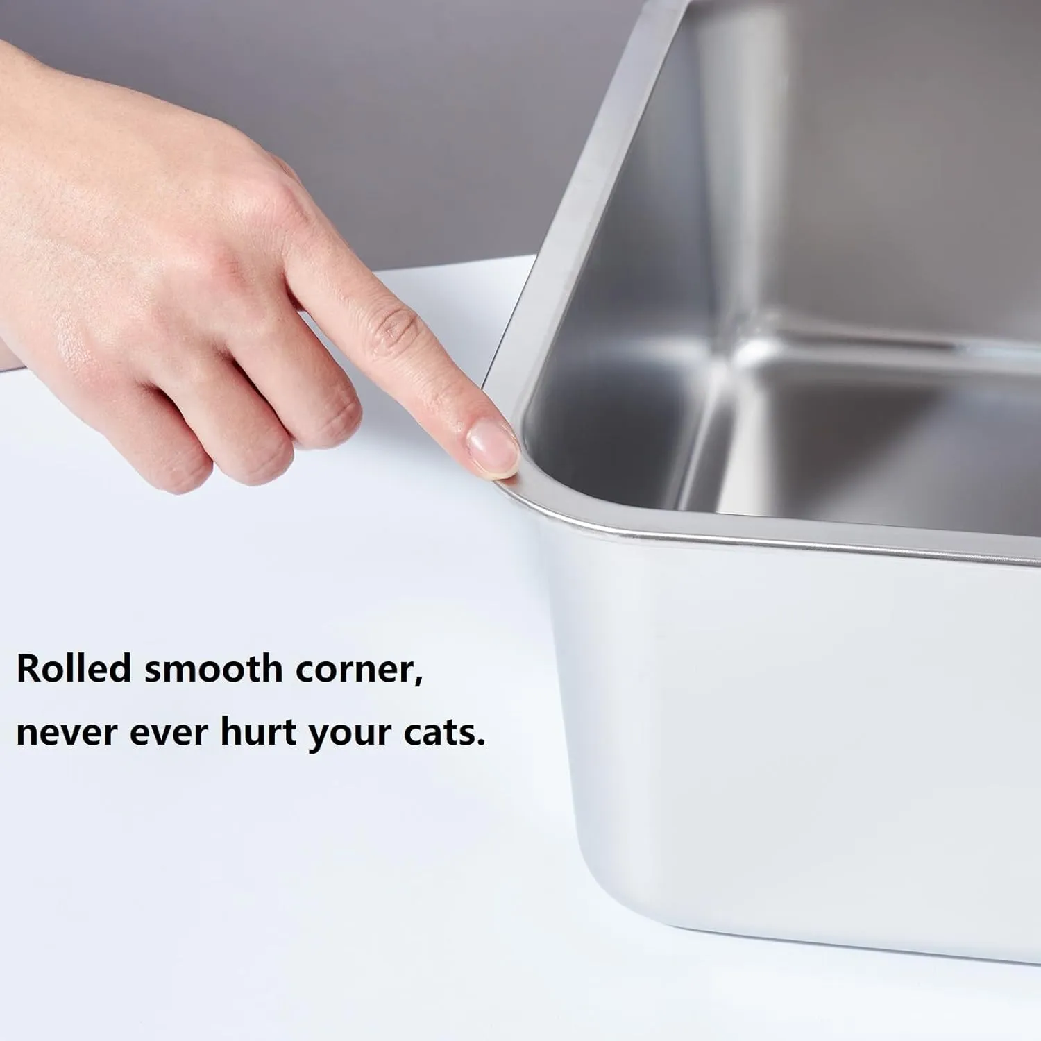 Nyutu Stainless Steel Litter Box, High Sided Large Metal Cat Litter Boxes Easy Clean, Non Stick and No Smell, Suitable for Adult Cats/Kitty/American/British Shorthair/Sphynx1