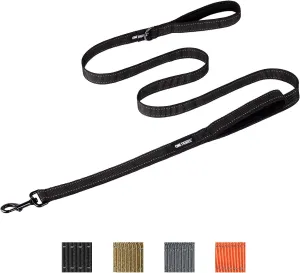 OneTigris Handled No-Pull Dog Walking Leash Long Traffic Leads for Medium to Large Dogs (Black, 6FT)