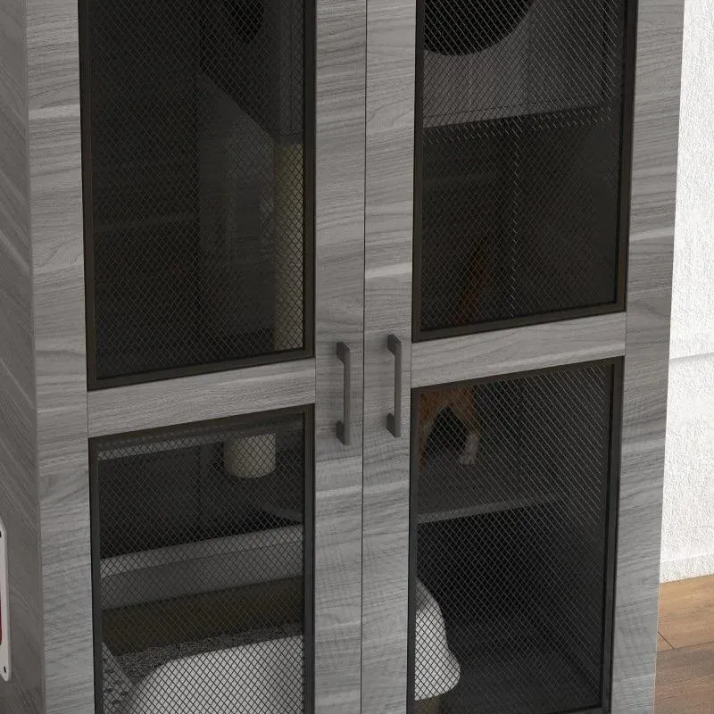 PawHut Cat Tree House with Scratching Post and Wheels