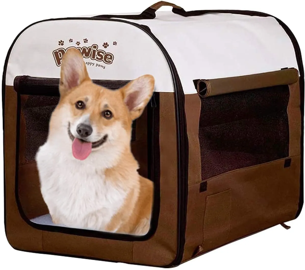 PAWISE Collapsible Soft Dog Crate Pet Kennel Houses, Portable Dog Crates for Medium Dogs, Lightweight Travel Crate Kennel Indoor & Outdoor, 26"x18"x21",Medium