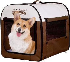 PAWISE Collapsible Soft Dog Crate Pet Kennel Houses, Portable Dog Crates for Medium Dogs, Lightweight Travel Crate Kennel Indoor & Outdoor, 26"x18"x21",Medium