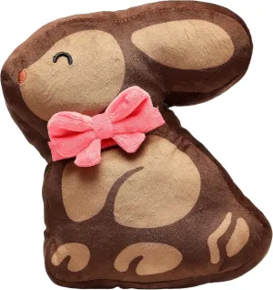 Pearhead Easter Chocolate Bunny Plush Squeaker Pet Toy for Interactive Play, Soft Dog Toy