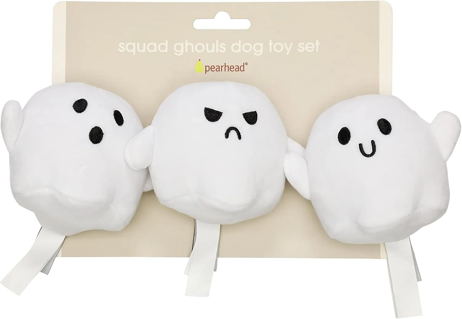 Pearhead Plush Squeaky Ghost Dog Toys, Halloween Stuffed Pet Toy, Dog Owner Must Have Accessories, Spooky Ghosts Fall Dog Toys, Set of 3