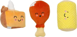 Pearhead Thanksgiving Dinner Dog Toys, Thanksgiving Toy Set for Dogs, Set of 3, Plush Dog Toys, Squeaky Dog Toy, Food Pet Toys