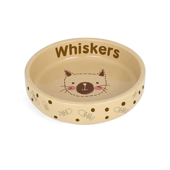 Personalised Cat Stitch Small Brown Cat Bowl