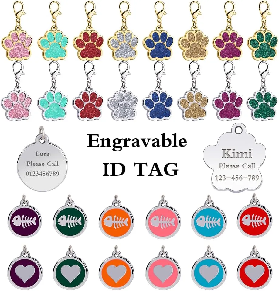 Personalized Breakaway Cat Collars Glow-in-The-Dark with ID Tag, Bell - Safety Quick - Release, Customizable for Female Male Kittens & Cats (Black)