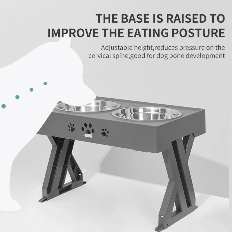 Pet Bowl Dog Bowl Pet Feeder Bowl Stainless Steel Bowl Folding Lifting Table Bowl