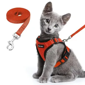 Pet collars harnesses cat harness and leash set for walking small dog harness with reflective strips nylon mesh