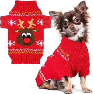 PETCARE Dog Ugly Christmas Sweater Red Funny Cute Cartoon Reindeer Cat Sweaters Jumper Holiday Dog Clothes Puppy Sweaters for Small Medium Large Dogs Fall Winter Outfits Xmas Dog Costume,XX-Large