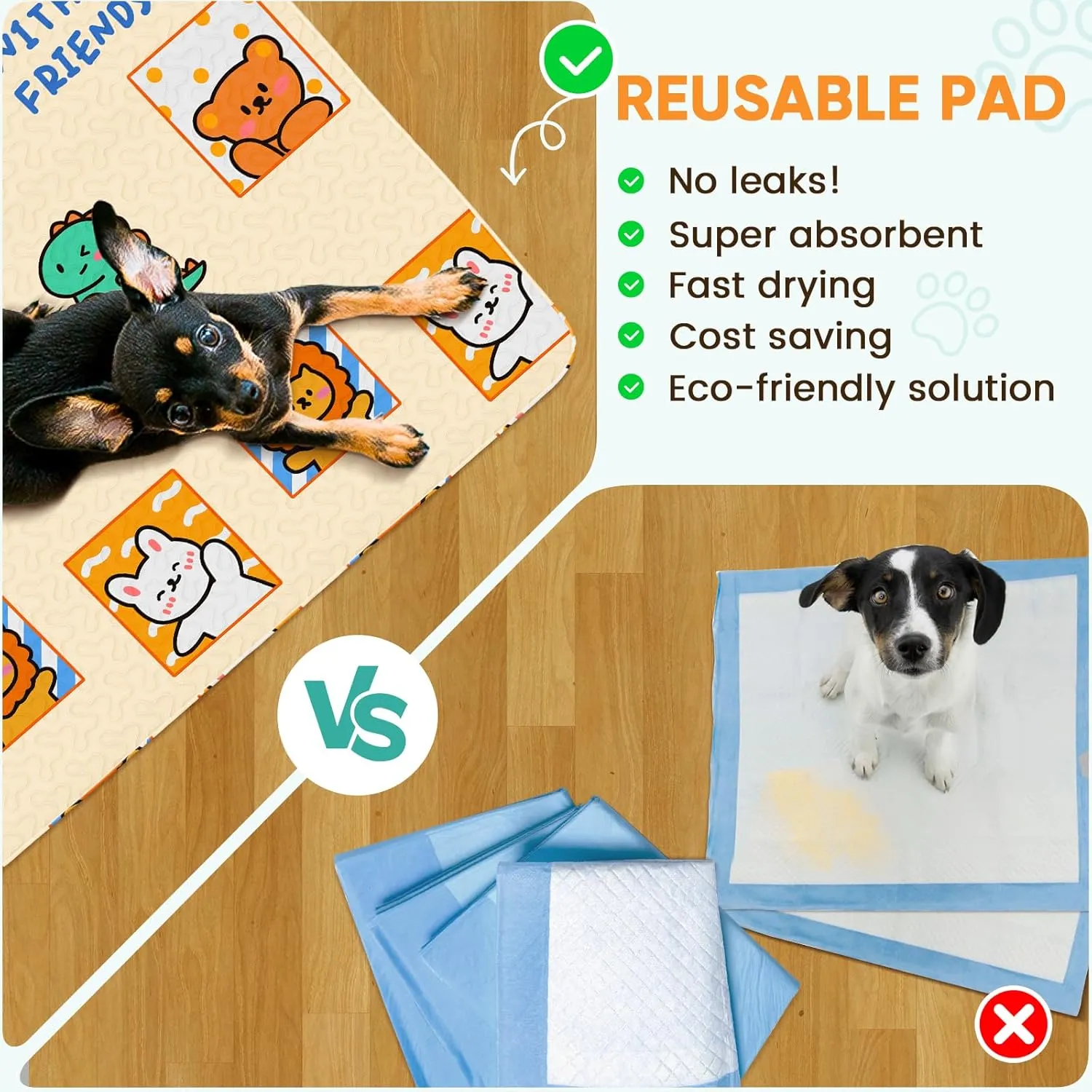 PJYucien Reusable Pee Pads for Dogs, 36"" x 36""Washable Puppy Pads,Super Absorbent Pet Training Pads, Designed for 36'' Width 4 Panels Dog Playpen,Square., Yellow