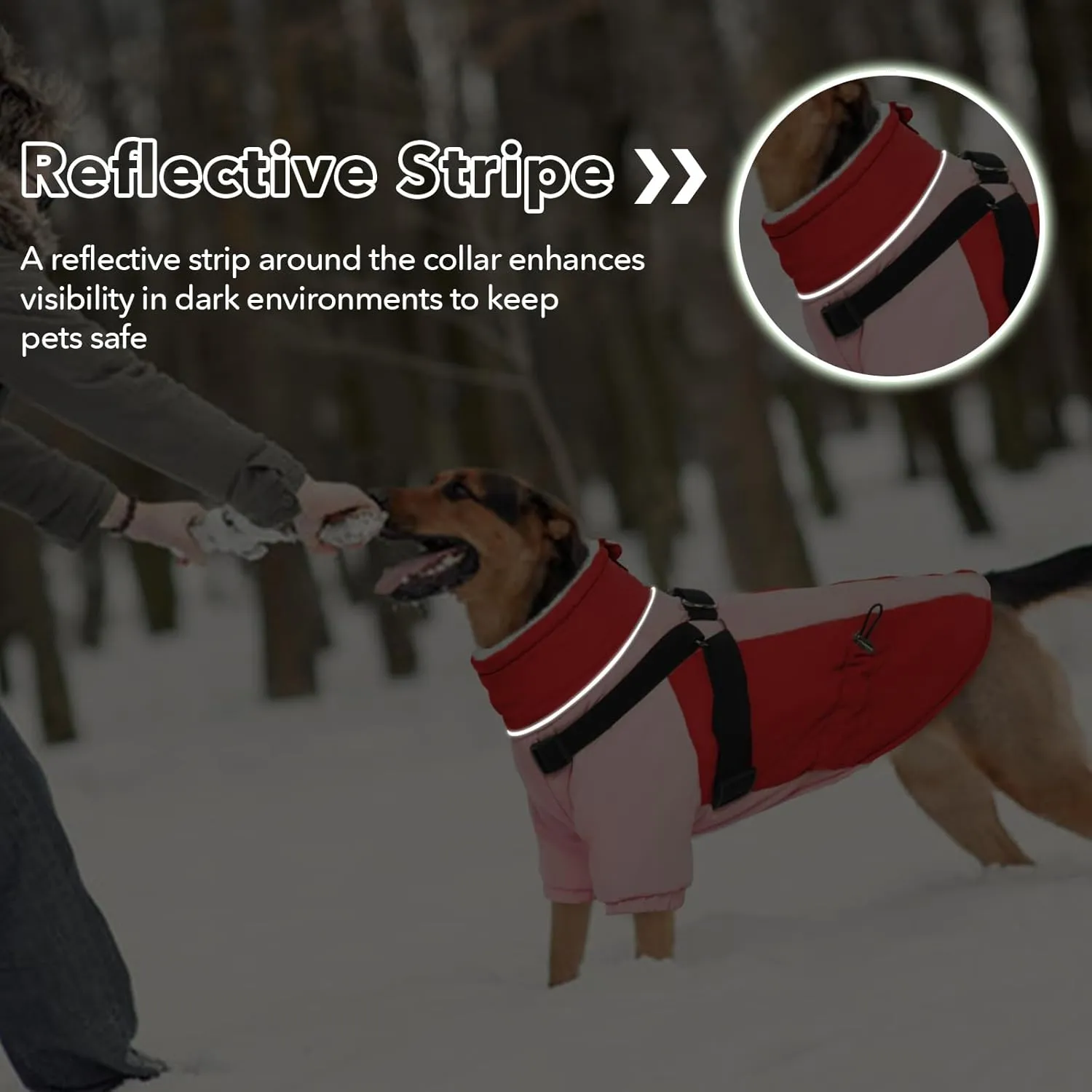 QBLEEV Warm Dog Coat With Adjustable Buckle, Winter Christmas Jacket for Large Dogs, High Collar Snow Jacket, Thick Cold Weather Fleece Lined Snowsuit Vest Pet Clothes L