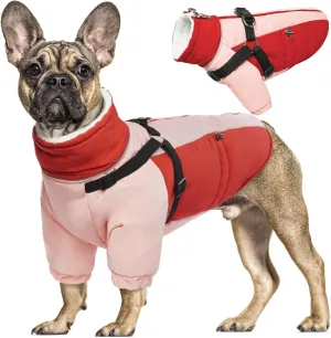 QBLEEV Warm Dog Coat With Adjustable Buckle, Winter Christmas Jacket for Large Dogs, High Collar Snow Jacket, Thick Cold Weather Fleece Lined Snowsuit Vest Pet Clothes L