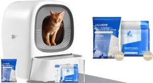 RealScooper Pro with Refill Tray Automatic Cat Litter Box Self Cleaning Litter Box for Multiple Cats, Odor-Removal/App Control/Safety System, Smart Electric Litter Box Trash Liners & Clumping Litter